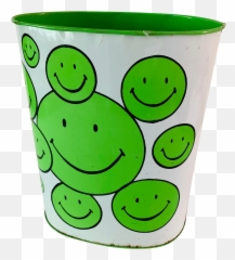 1970s Vintage Have Nice Day Smiley Face Wastebasket TrashCan - Scarce Green Version Cartoon Emoji