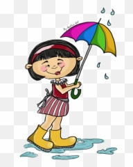Little Girl With Umbrella Kids Sticker - Disegno Bimba Con Ombrello Emoji