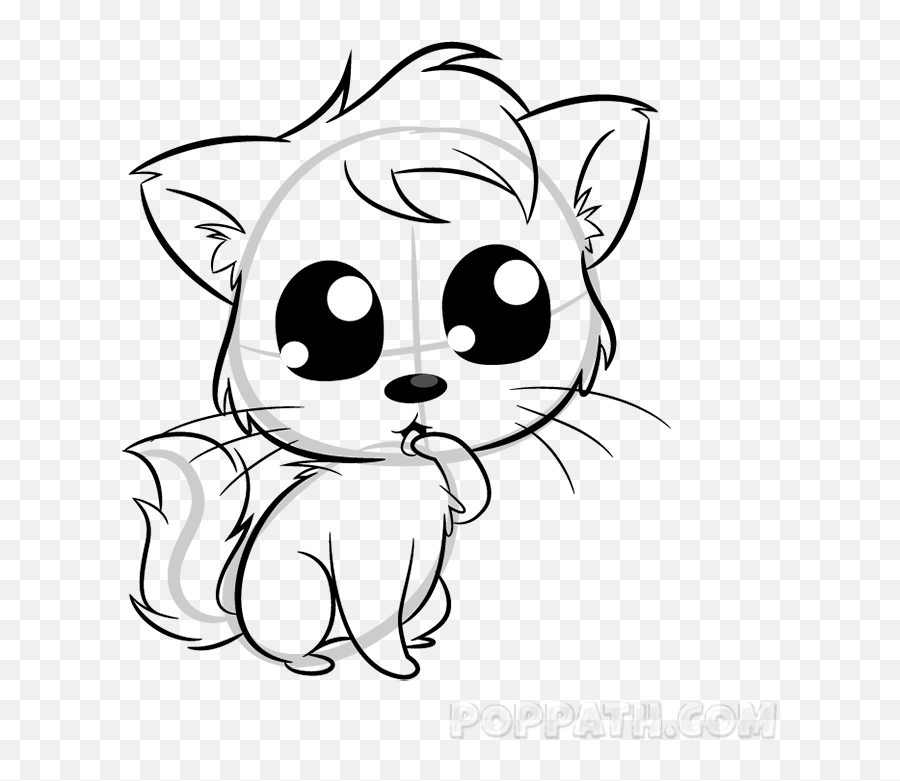 Drawn Kittens Big Eye - Drawing Clipart Full Size Clipart Transparent Pink Kitten Emoji,Six Eye Ear Nose Emoji