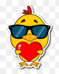 Cute Yellow Chick With Sunglasses And - Chicken With Heart Animated Emoji,Baby Chick Emoji