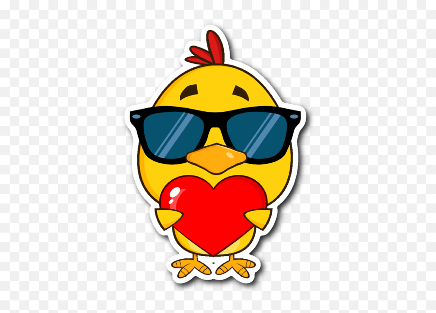 Cute Yellow Chick With Sunglasses And - Chicken With Heart Animated Emoji,Baby Chick Emoji
