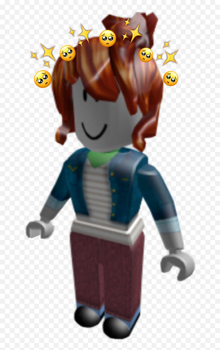 Noob Edit Cute Emoji Sticker - Roblox Girl,Ouch Emoji