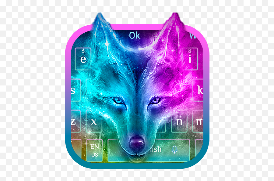 Galaxy Wolf Keyboard Theme For Android - Red And Blue Wolf Emoji,Color Galaxy Emoji Keyboard