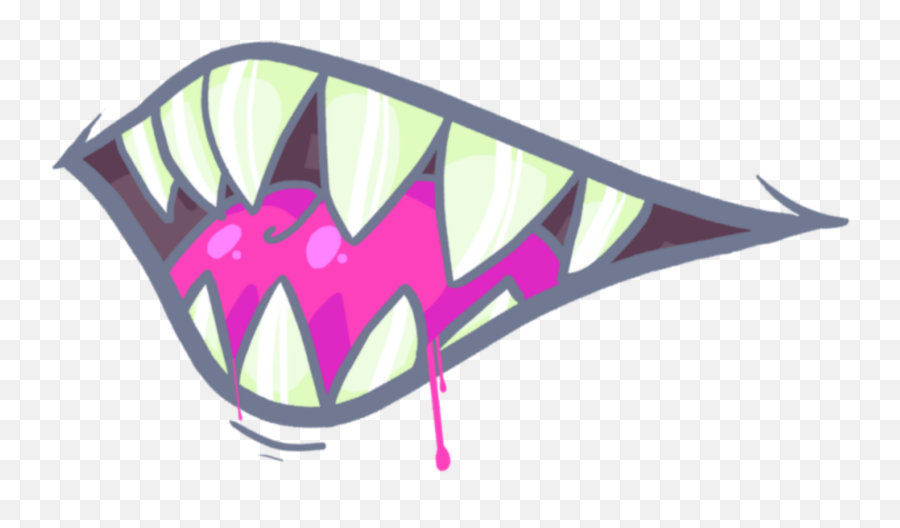 Neon Evil Mouth Demon Smile Asthetic Emoji,Triangle Mouth Emoji