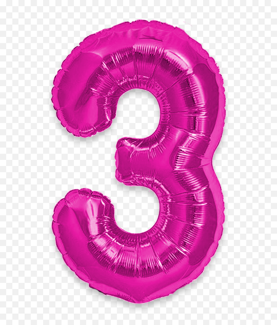 Giant Hot Pink 3 U2014 Gifts And Party - Number 3 Balloons Png Emoji,Emojis Balloons