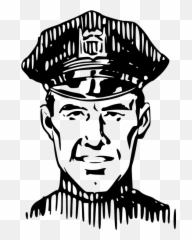 Police Policeman Officer - Drawing Black And White Clipart Emoji