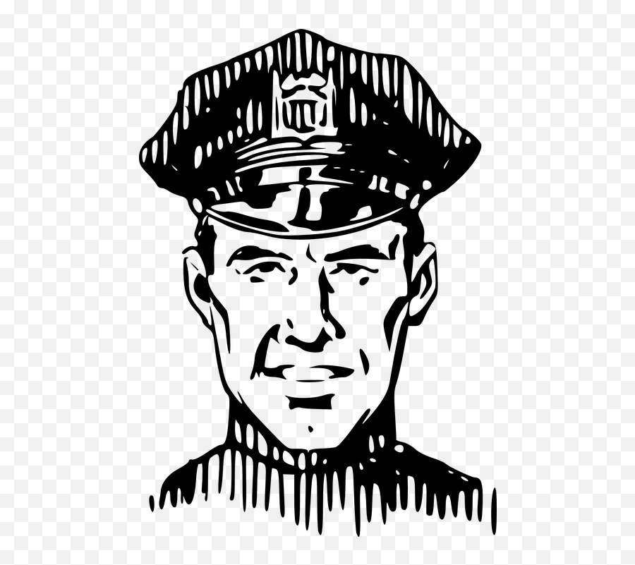 Police Policeman Officer - Drawing Black And White Police Officer Clipart Emoji,Police Siren Emoji