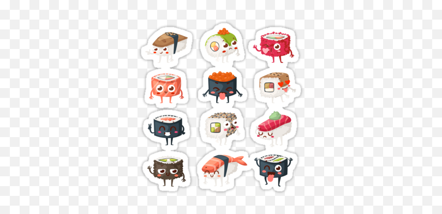 Cute Funny Sushi Friends - Sushi Funny Vector Emoji,Sushi Emoticons