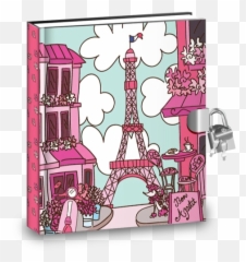Gift Idea Pink Paris Kids Diary With Lock - Skyline Emoji