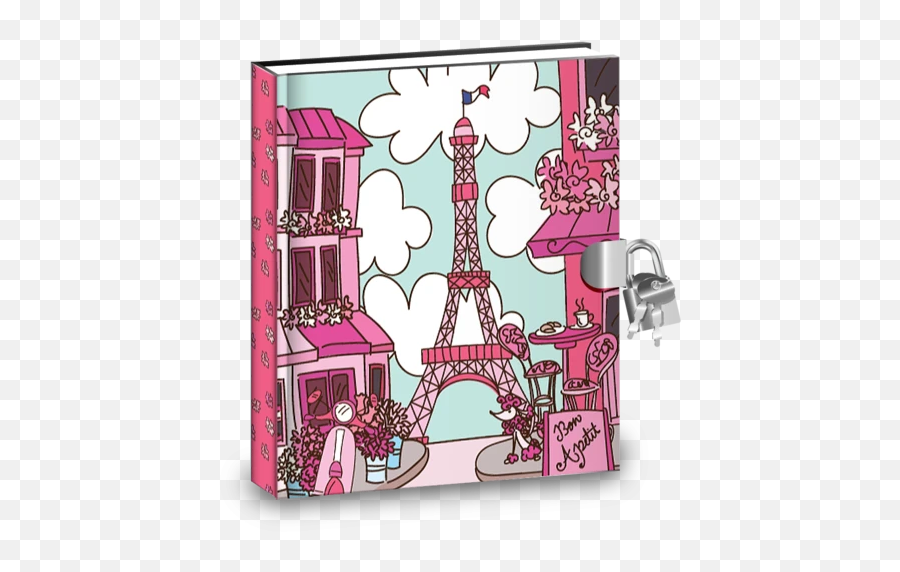 Gift Idea Pink Paris Kids Diary With Lock - Skyline Emoji,Emoji Binder