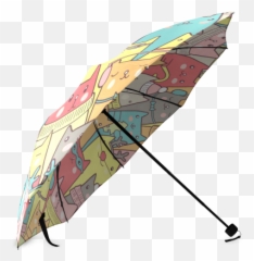 US 2999 InterestPrint Cat Kitten We Are All Mad Here Funny Waterproof Foldable Umbrella - Light Blue Polka Dot Emoji