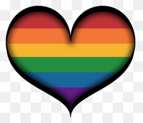 Large Gay Pride Heart In Lgbt Rainbow Colors With Black - Gay Pride Emoji,Rainbow Hearts Emoji