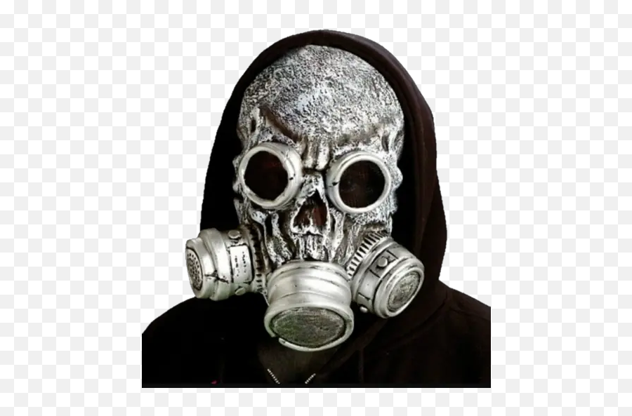 Skulls With Masks Stickers For Whatsapp - Zombie Gas Mask Party City Emoji,Gas Mask Emoji