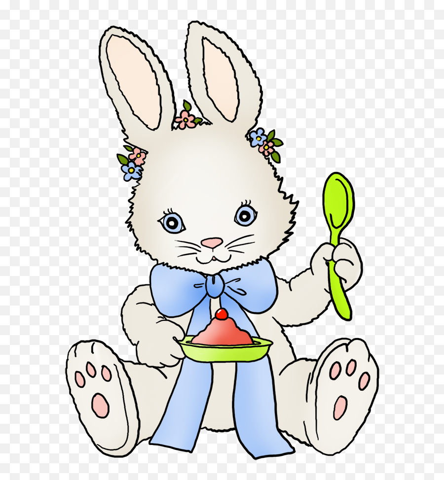 Funny And Cute Easter Clip Art - Easter Bunny Eating Cake Emoji,Easter Bunny Emoticon