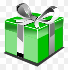 Present Gift Green Bow Silver - Christmas Box Transparent Emoji