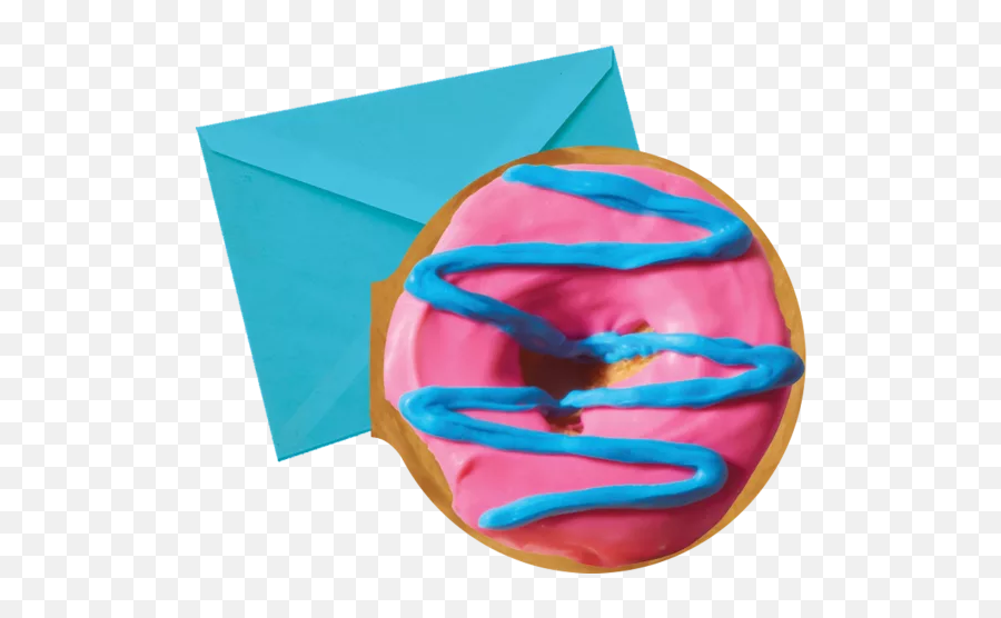 Blue And Pink Donut Notecard - Bag Emoji,Emoji Donut