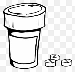 Bottle Pill Container Medicine Pills - Clipart Black And White Emoji