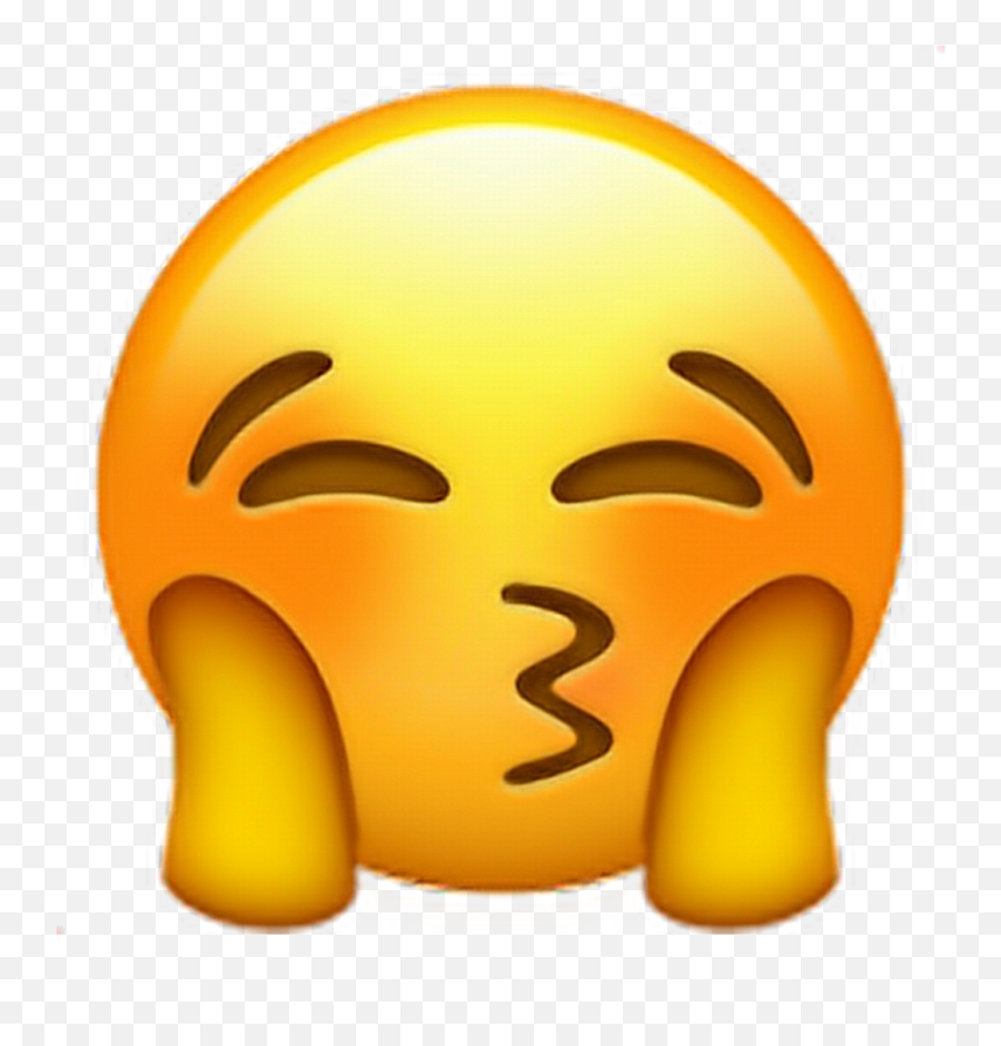 Emoji Blush Love Kiss Kiss Emoji - Blushing Emoji With Hearts,Kissy Face Emoji