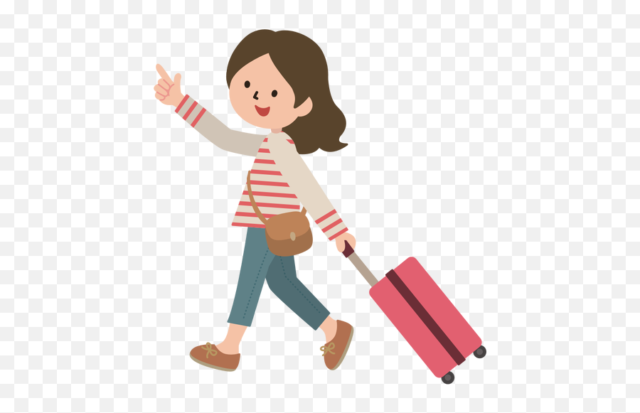 Girl Pulling Luggage - Pulling Luggage Clipart Emoji,Pulling Hair Out Emoji