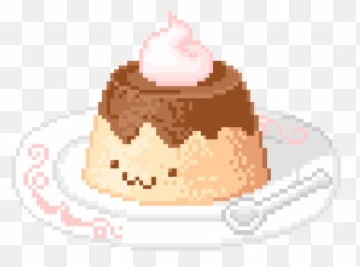 Face Cute Dessert Food Cream Chocolate - Pixel Kawaii Food Png Emoji,Custard Emoji