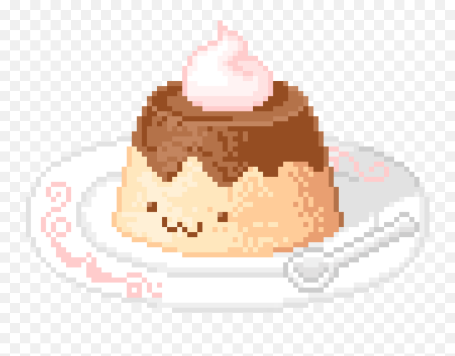 Face Cute Dessert Food Cream Chocolate - Pixel Kawaii Food Png Emoji,Custard Emoji