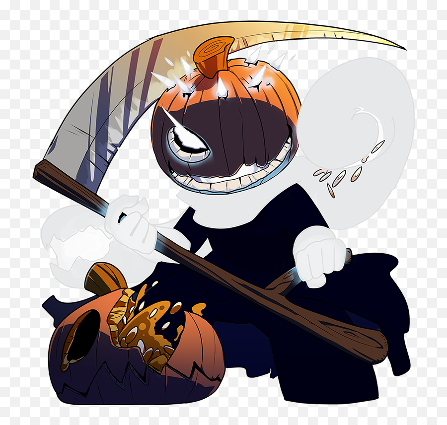 Download Pumpkin Reaper Strawberry Monk Png Black And White - Pumpkin Reaper Fanart Emoji,Monk Emoji