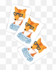 Hipster fox - Cartoon Emoji