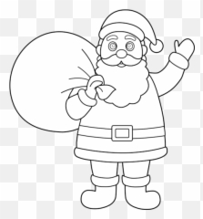 Santa Claus Clipart Black And White - Outline Emoji