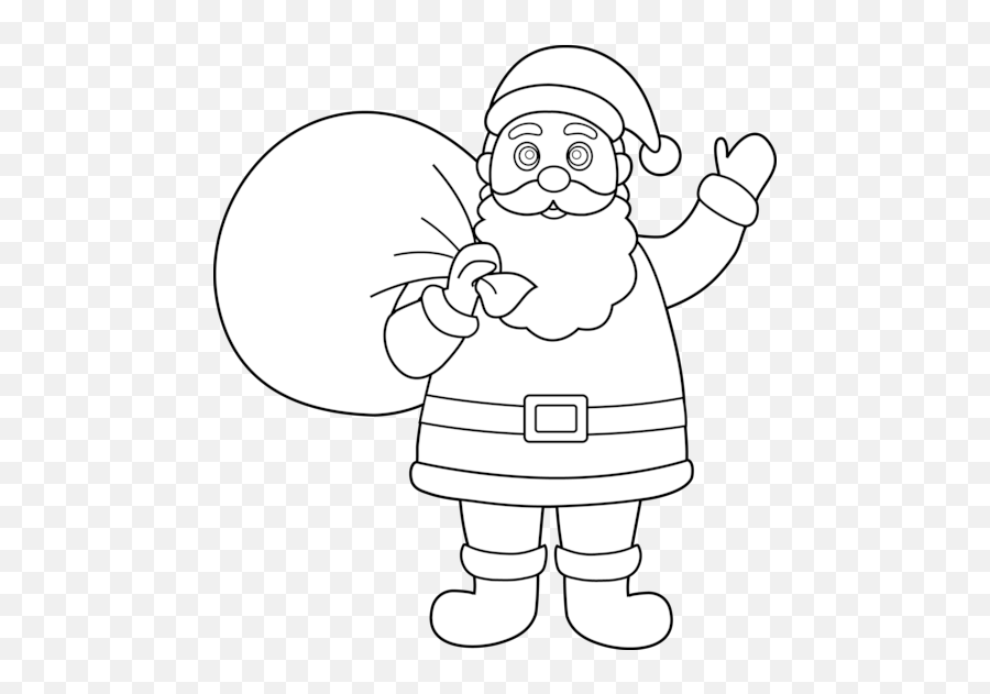 Santa Claus Clipart Black And White - Outline Santa Claus Clipart Black And White Emoji,Black Santa Claus Emoji