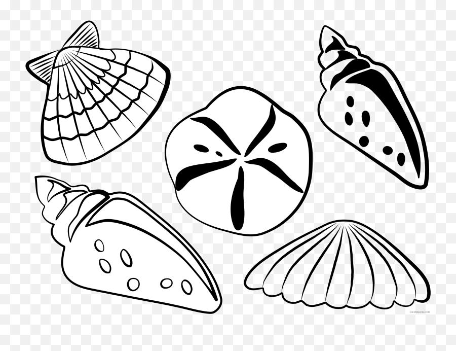 Sea Shells Printable Coloring4free - Sea Shells Coloring Pages Emoji,Seashell Emoji