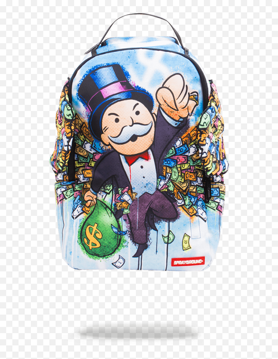Sprayground Monopoly Money Wings Backpack - Sprayground Monopoly Backpack Emoji,Money With Wings Emoji