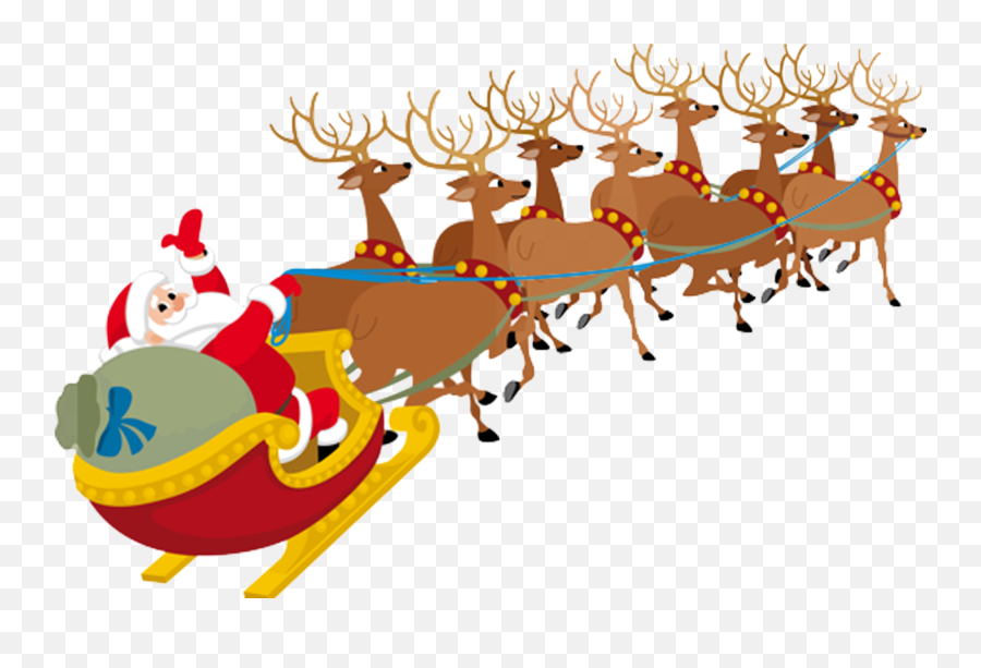 Santa Clipart Deer Santa Deer Transparent Free For Download - Transparent Santa And Reindeer Clipart Emoji,Santa Sleigh Emoji
