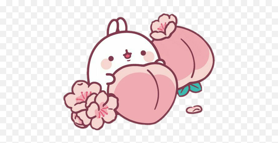 Freetoedit Cute Kawaii Molang Peach Sakura Blossom Bloo - Cute Aesthetic Peach Png Emoji,Sakura Blossom Emoji