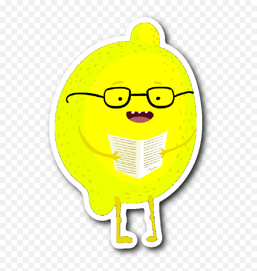 Lemon Reading A Book Sticker Clipart - Happy Emoji,Westside Emoji