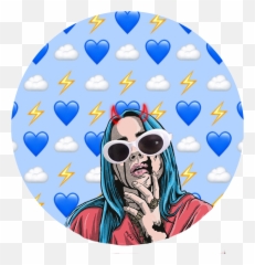 Billie Eilish Blue Clout Emoji Goggles - Billie Eilish Logo,Clout Emoji