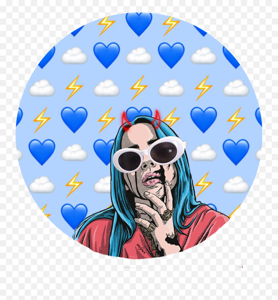 Billie Eilish Blue Clout Emoji Goggles - Billie Eilish Logo,Clout Emoji