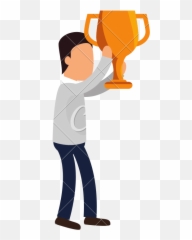 Businessman Character With Trophy - Illustration Emoji,Trophy Emoticon