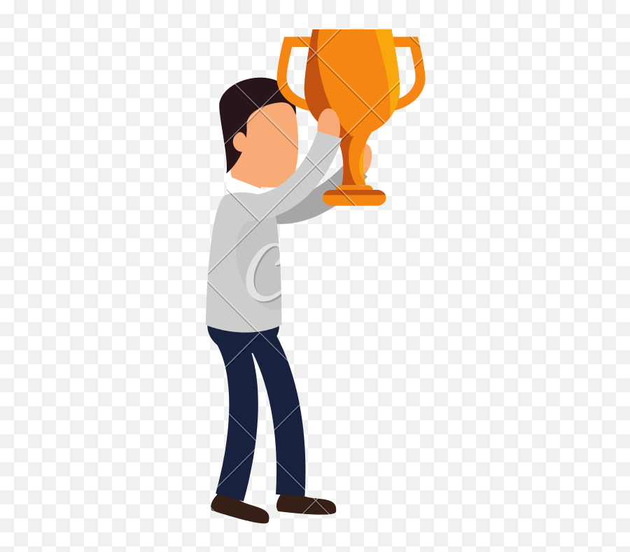 Businessman Character With Trophy - Illustration Emoji,Trophy Emoticon