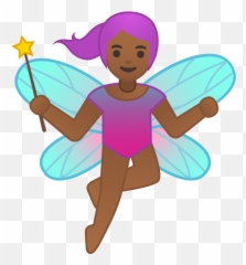 Woman Fairy Medium Dark Skin Tone Icon - Fairy Google Emoji,Surfer Emoji