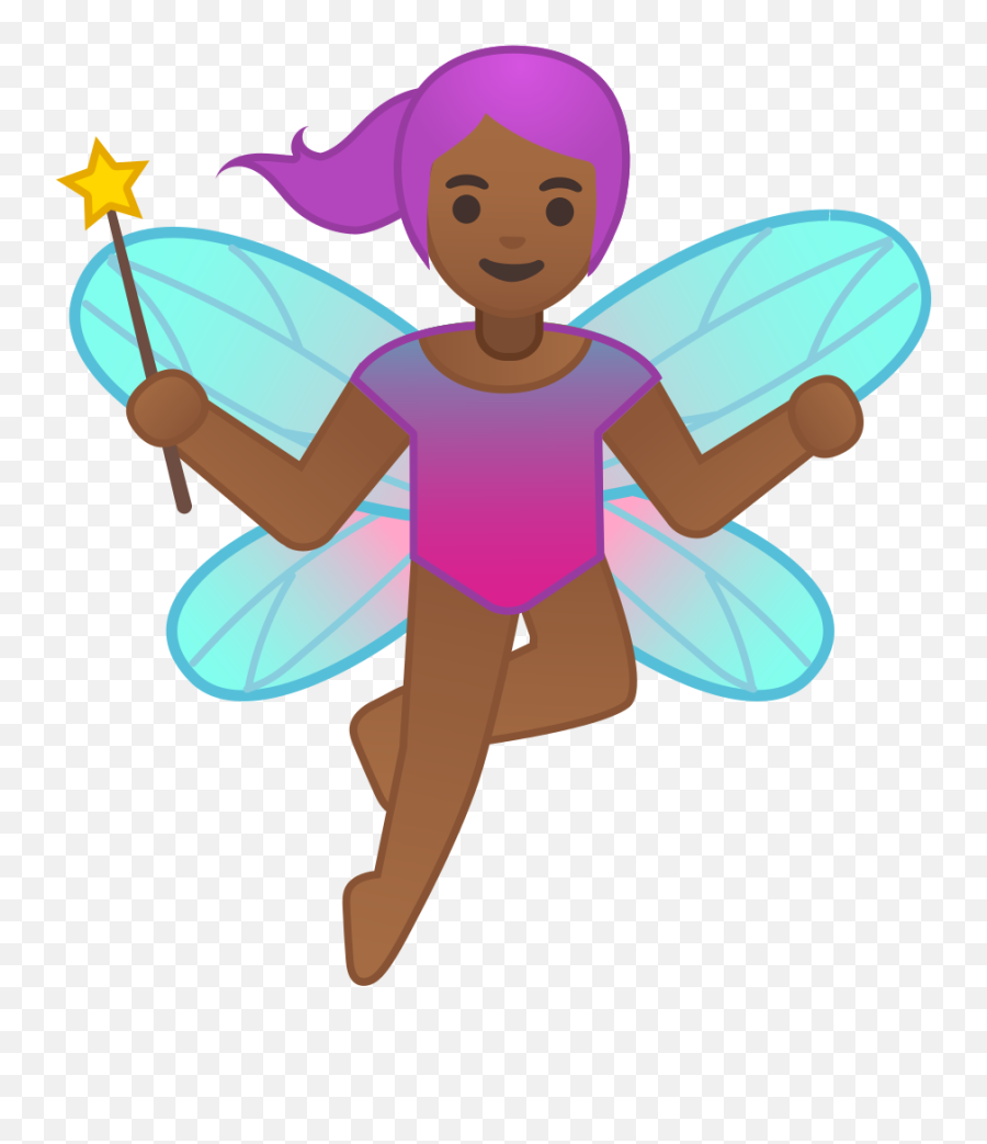 Woman Fairy Medium Dark Skin Tone Icon - Fairy Google Emoji,Surfer Emoji