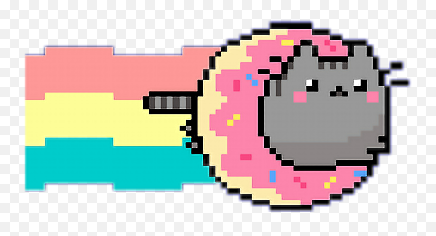 My Pusheen Nyan X3 Kawaii Pusheentheca - Kawaii Pixel Art Donut Emoji,Nyan Cat Emoji
