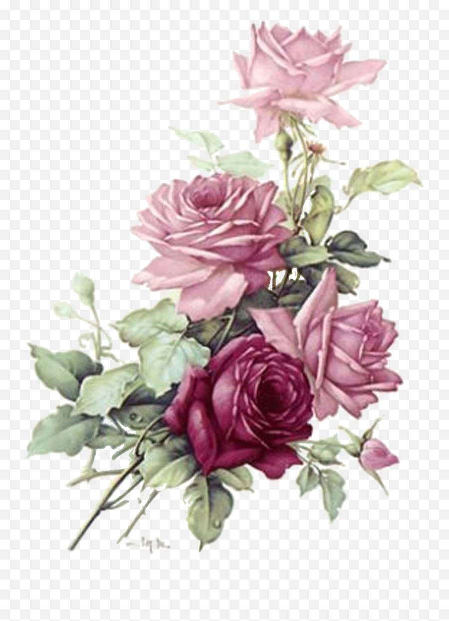 Pink Rose Bouquet Vintage Flowers - Dusty Pink Flowers Png Emoji,Bouquet Emoji