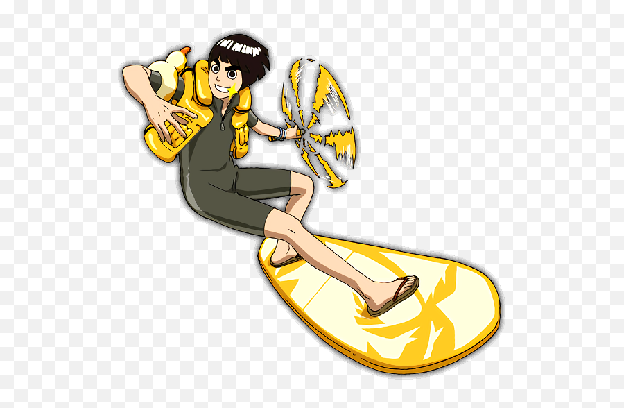 Rock Lee On Surfboard Render Naruto Mobile - Renders Aiktry Naruto And Surfboard Emoji,Surfboard Emoji