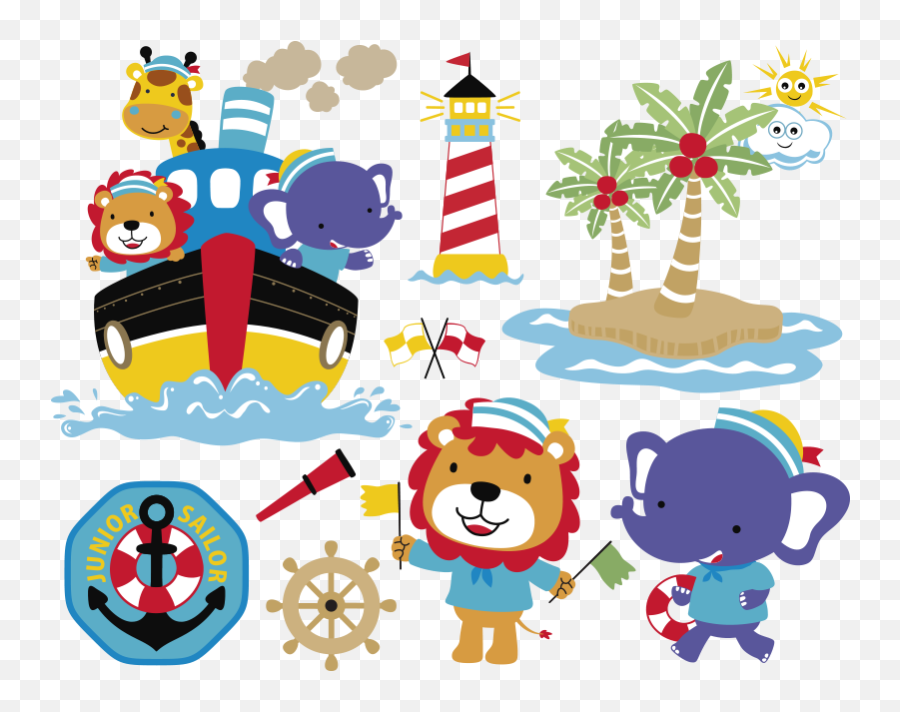 Sailboat Lighthouse And Anchor Illustration Decal - Happy Emoji,Lighthouse Emoji