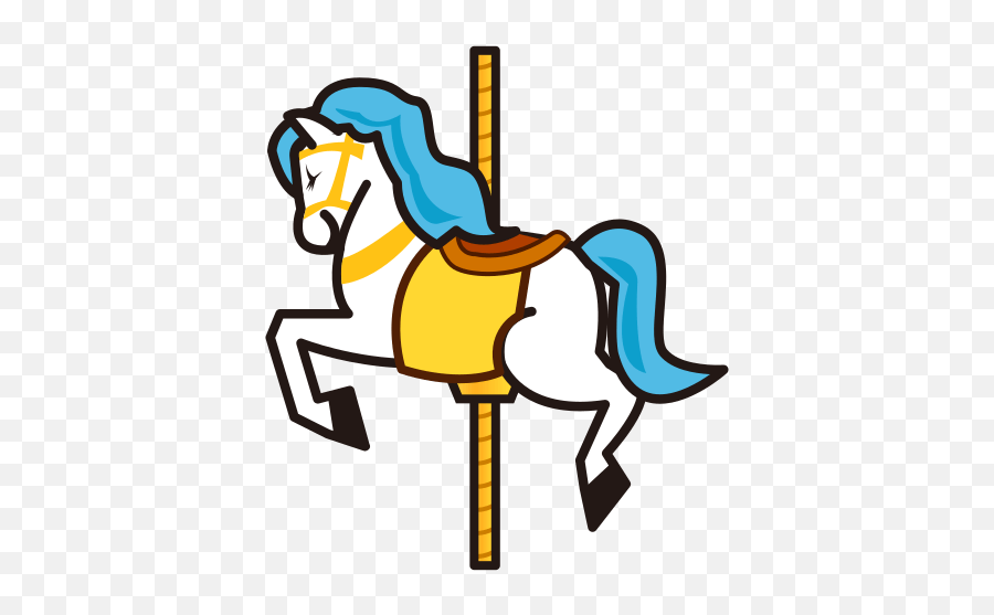 Carousel Horse Emoji For Facebook Email Sms - Cartoon Transparent Carousel Horse,Roller Coaster Emoji