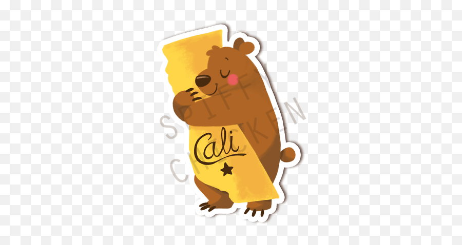 California Love Bear Hug Sticker - Cartoon Emoji,Blobfish Emoji