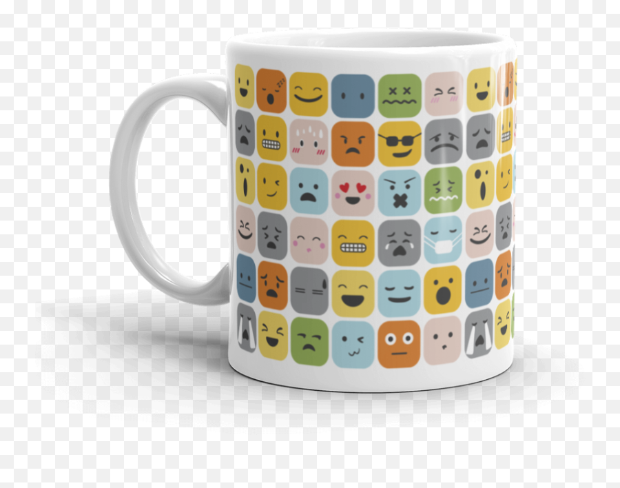 Emoji Doodle Pattern Mug - Feelings With Emoticons,Microwave Emoji