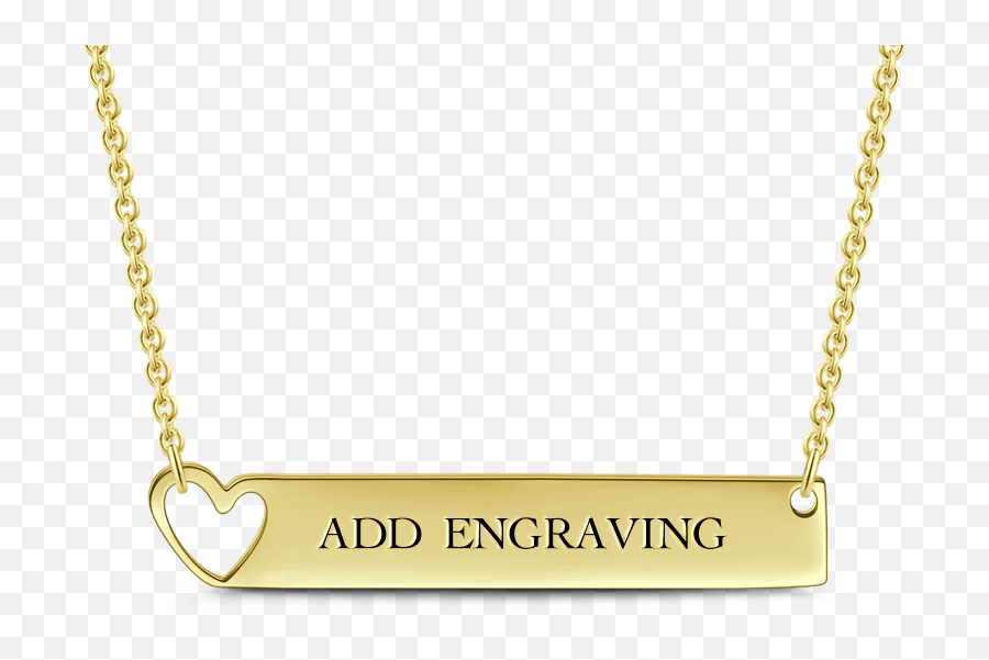 Engravable Heart Bar Necklace 14k Gold - Diamond Bar Necklace With Name Emoji,Gold Chain Emoji