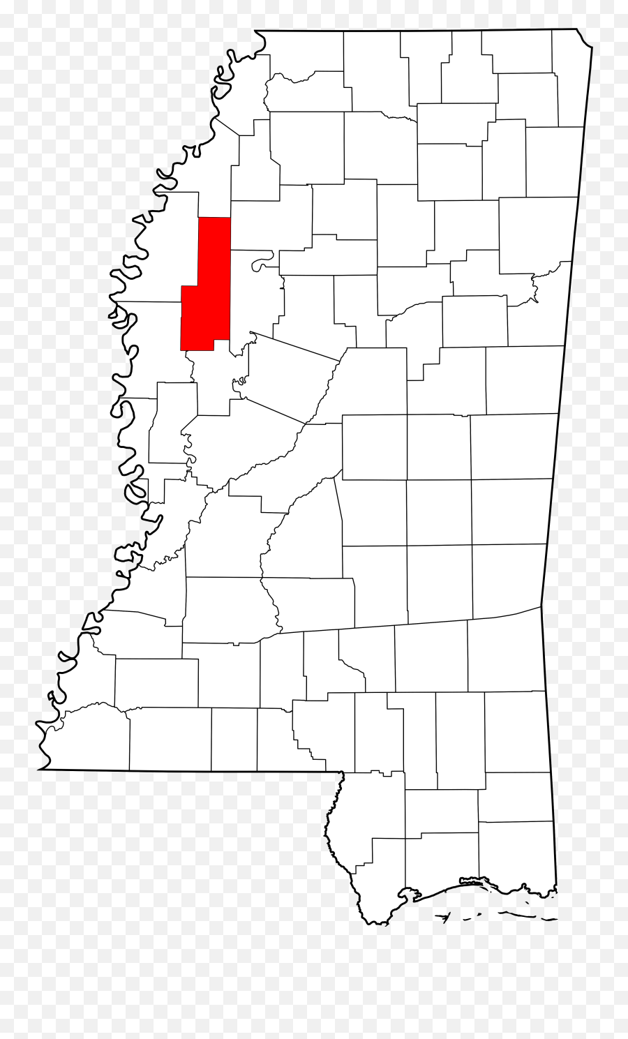 Map Of Mississippi Highlighting Sunflower County - Calhoun County Mississippi Emoji,Holly Emoji
