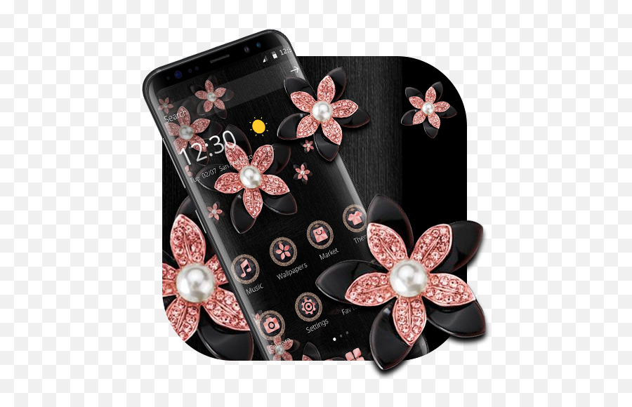Pink Gold Flower Black Luxury Theme - Apps On Google Play Pink Gold Black Flowers Emoji,Black Flower Emoji
